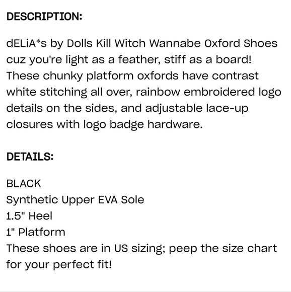 dELiA*s by Dolls Kill Witch Wannabe Oxford Shoes Lug Sole Platform VG US 5 - Picture 15 of 16